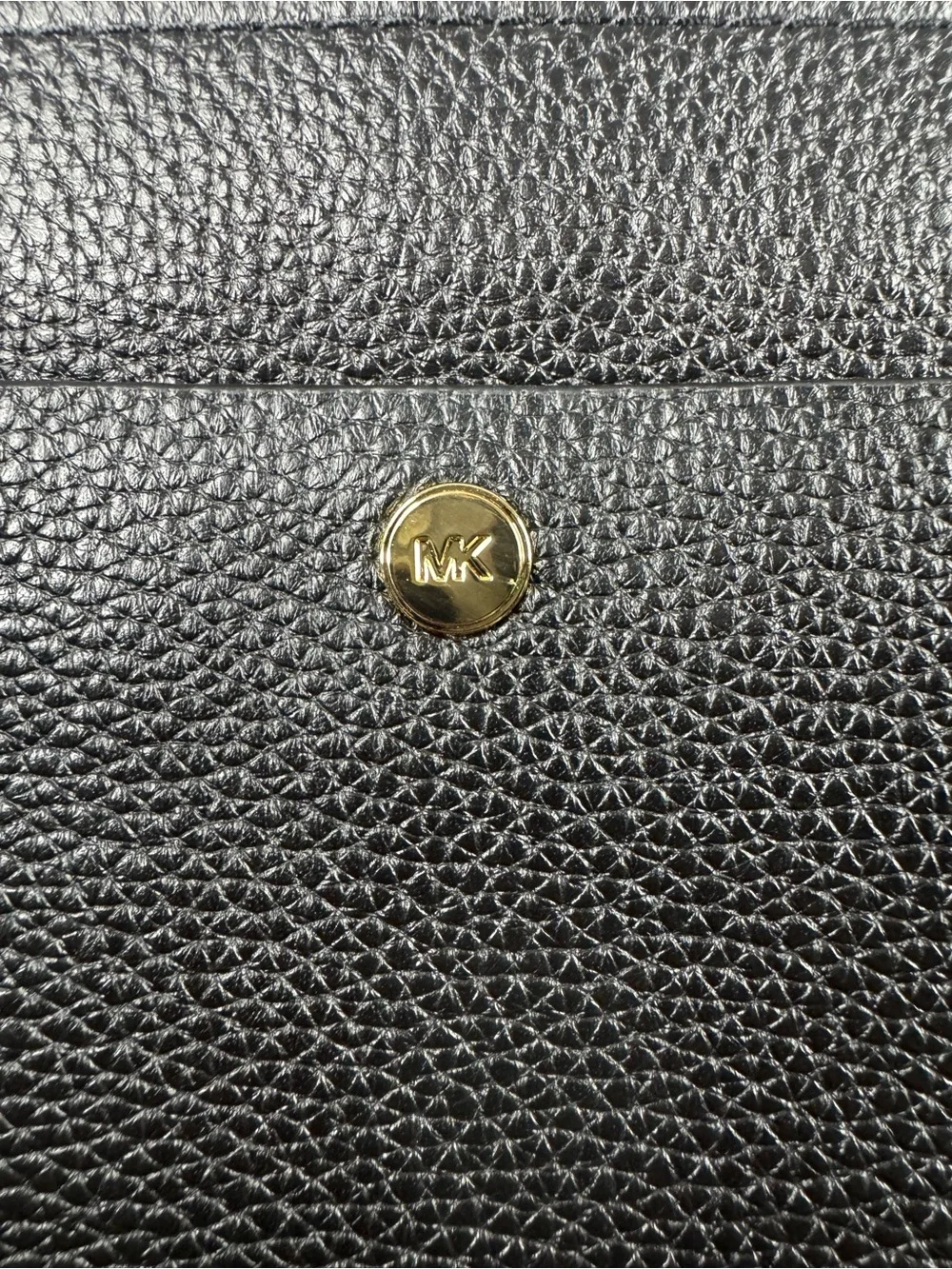 Michael Kors Black Pebbled Leather Tote with Gold Hardware
